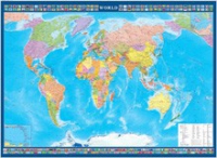 Настенная политическая карта мира с флагами на английском языке - «globural.ru» - Киров