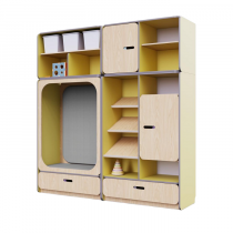 Детская стенка с местом для хранения и прямоугольной зоной отдыха из коллекции «НЕГА» (цвет желтый) - «globural.ru» - Киров